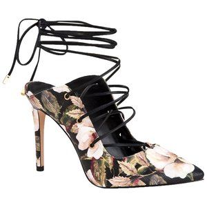 Sexy BCBGeneration Floral Stilettos Ankle Tie - size 8